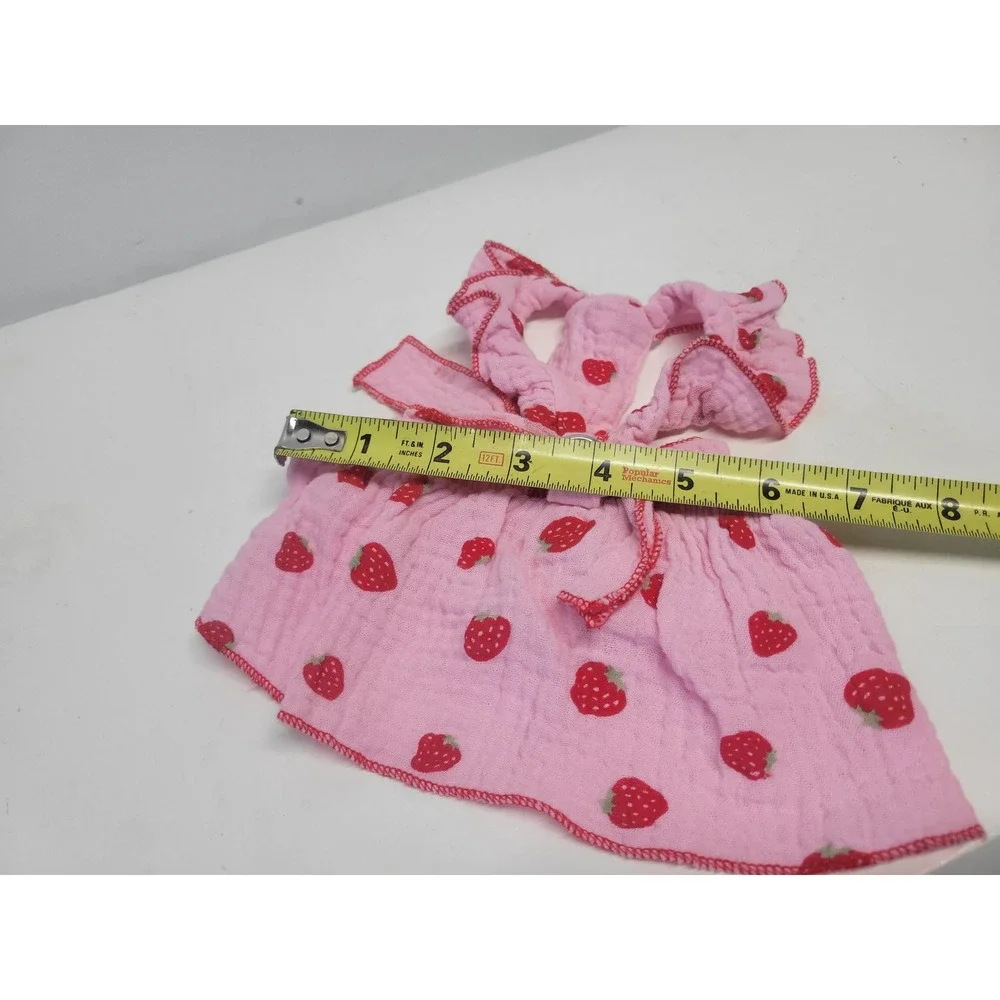 Dog Cat Pet Strawberry Print Harness Dress‎ Pink Red Size S
